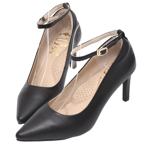 Zapatos de Vestir Ann's Negros para Mujer, de Piel de Cordero Genuina, con Punta en Pico, Tacón de Aguja de 8 cm y Correa en el Tobillo - Product Image 1