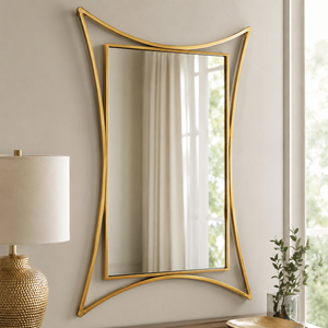 Modern Gold <b>Wall</b> <b>Mirror</b> Curved Frame Decorative <b>Rectangle</b> <b>Mirror</b> <b>for</b> Living Room Bedroom Luxury Home Decor Accessories - Product Image 3