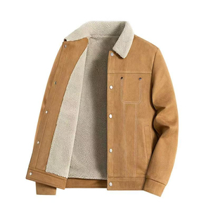 Custom Men Winter Sherpa <b>Jacket</b> <b>Fleece</b> Lined <b>Thick</b> Warm Suede Cotton Coat Casual Style Outwear Windproof Trucker <b>Jacket</b> for Me - Product Image 5