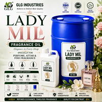 Huile parfumée synthétique Lady Mil, parfum floral élégant et aromatique pour savon, bougie, détergent, cosmétique, parfum d'ambiance et usage industriel