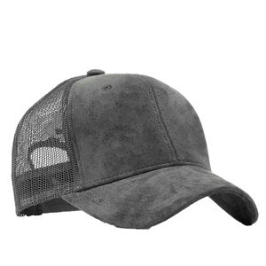Wholesale <b>Navy</b> Blue Faux Suede 5 Panel Mesh Back Trucker <b>Hat</b> Custom Logo Snapback Cap Adjustable Breathable Bulk Supplier USA - Product Image 3
