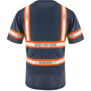 Nouveau T-shirt en polyester personnalisable haute visibilité classe 3, vêtement de travail réfléchissant, haute visibilité, chemise longue noire - Product Image 4