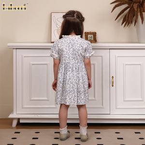 Vestido ECO Smocked para niñas con ribetes de volantes ODM OEM Venta al por mayor Ropa de vestir para niñas-DR4412 - Product Image 6