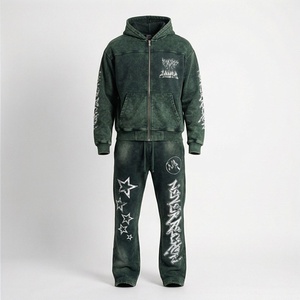 Ensemble de survêtement professionnel pour homme, effet délavé, léger et respirant, pour le sport et l'entraînement en salle de sport, personnalisable - Product Image 1