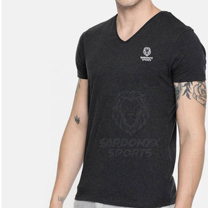 Camisetas de Cuello en V para Hombre, Algodón Suave Premium, Tejido Sólido, Casual, Manga Corta, Transpirable, Secado Rápido, Verano, Ejercicio, Gimnasio, Moda - Product Image 3