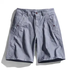 Shorts en jean décontractés pour hommes, longueur genou, en coton, coupe ample, style vintage, délavé à l'acide, effet usé, jorts rétro - Product Image 4