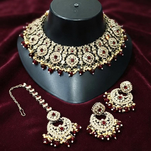 Juego de Collar y Aretes JeweleMarket para Mujer, Chapado en Oro con Cristales, Estilo Étnico, para Boda, Compromiso, Aniversario, Regalo - Product Image 1