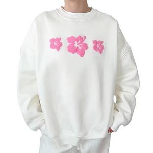 Sudaderas con Capucha Personalizadas de Algodón Blanco con Bordado Chenille, Cuello Redondo, Ropa de Otoño e Invierno para Mujer - Product Image 4