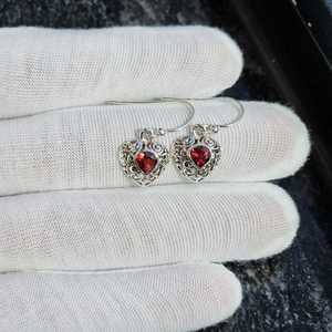 Red Garnet Gemstone Peace Shape <b>Gold</b> Plated 925 Sterling Silver Drop <b>Earrings</b> Handmade Jewelry Trendy Birthday Gift for Women - Product Image 5