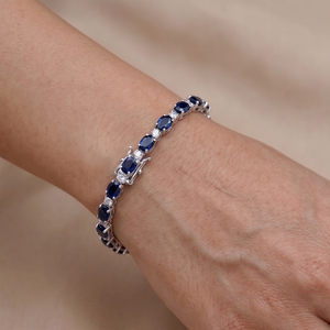 Natural Blue Sapphire Gemstone Real Diamond Tennis <b>Bracelet</b> <b>Solid</b> 925 Sterling <b>Silver</b> for Certified Gift Jewelry - Product Image 6