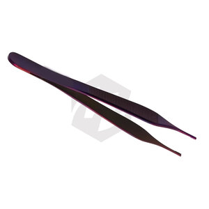 Pinzas Adson de 4 3/4 pulgadas con 7x7 dientes, acero inoxidable, mango con revestimiento morado, durabilidad, instrumentos quirúrgicos, certificación CE - Product Image 3