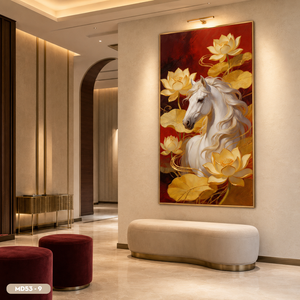 Espejo Decorativo con Caballos Galopantes Pintados a Mano, Arte de Pared con Paisaje Natural, Decoración para el Hogar, Hecho en Vietnam - Product Image 5