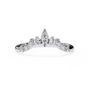 <b>Crown</b> Contour Marquise Center Lab Grown Diamond <b>Tiara</b> Band 10K 14K 18K Solid Gold Unisex Ring IGI Certified Fine Jewelry Gift - Product Image 1