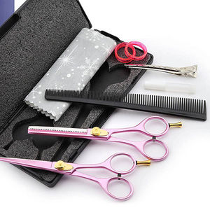 Kit de Coiffure Professionnel en Acier Inoxydable avec Ciseaux de Salon à Manche Bleu Revêtu, Ciseaux de Coupe et d'Éclaircissement, Étui en Cuir - Product Image 3