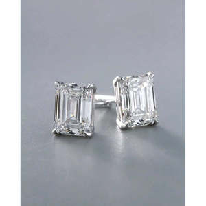 RB Gems Princess Cut Lab Grown Diamond Rhodium Plated Luxury <b>Stud</b> Earrings <b>Silver</b> Claw Setting Solitaire Unisex Wedding - Product Image 2