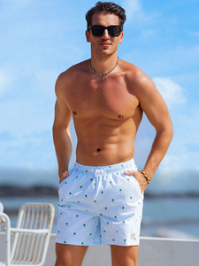 Shorts de plage d'été personnalisés grande taille pour hommes, short de surf et de bain respirant à séchage rapide, taille élastique, en coton/polyester - Product Image 4