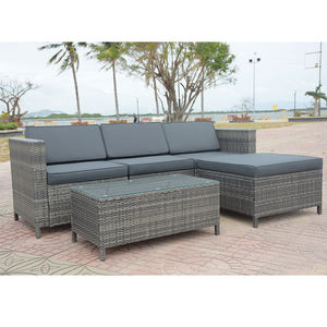 SF00005 Canapé de jardin moderne d'extérieur, ensemble de conversation une place, structure en acier, verre trempé, coussins en polyester, mobilier d'extérieur - Product Image 2