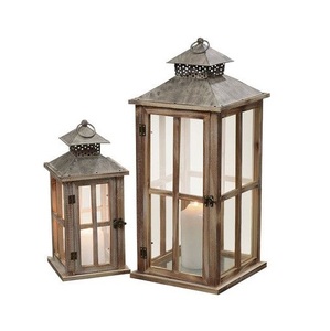 Portavelas Decorativo de Madera y Vidrio Hecho a Mano con Asa de Cuerda para Decoración de Bodas y Jardines - Product Image 1