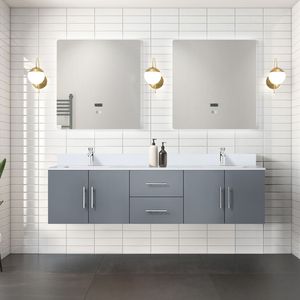 Grigio scuro 72 pollici. L X 22 Pollici Mobile bagno doppio con lavabo da 30 pollici Specchi LED con Top in Quarzo Bianco per Mobili da Bagno - Product Image 2