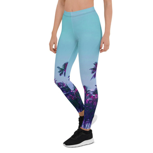 Leggings de yoga pour femme VYRRA taille mi-haute, unis, simples, longueur intégrale, sportifs, extensibles, respirants, violet et noir avec empiècements en maille - Product Image 1