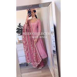 Conjunto de Vestido Anarkali con Dupatta y Pantalones Plazzo para Fiestas, Ropa India y Pakistaní - Product Image 5