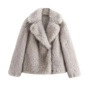 Manteau d'hiver élégant et luxueux en fausse fourrure de vison pour femme, col à revers, coupe-vent, chaud, idéal pour les journées ventées, tenue de shopping ou streetwear - Product Image 1