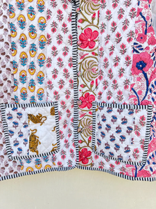 Indian Handmade 100% Cotton Eco-Friendly Quilted Anti-Wrinkle Breathable Quick Dry Front Pocket <b>Covered</b> <b>Button</b> Autumn/Winter - Product Image 2