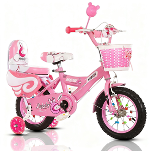 Vélo pour enfants de 14 à 16 pouces rose avec roues d'apprentissage, panier et lapin de dessin animé pour filles - Product Image 1