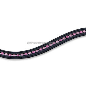 Fantasía personalizada de una sola fila de cristales de marca, diamantes de imitación, cadena ostentosa con incrustaciones de canal vacío, banda de cuero acolchado para cejas de caballo - Product Image 1