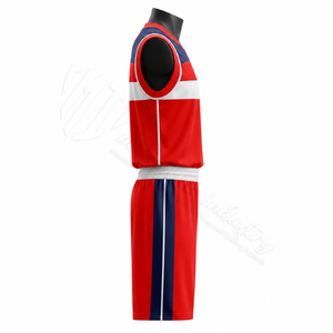 Fabricante de Uniformes de Baloncesto Rojos Personalizados, Conjunto de Camiseta de Baloncesto Sublimada, Ropa Deportiva Profesional para Equipos, OEM ODM, 100% Poliéster - Product Image 4