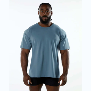 Men's t <b>Shirt</b> 100% Cotton Custom logo Design Quality Rib O-neck Oversize Drop Shoulder Streetwear Blank T-<b>shirt</b> for Men - Product Image 2