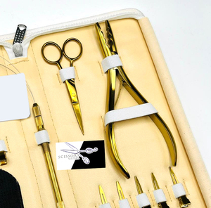 Kit d'outils pour extensions capillaires imperméables à micro-perles dorées, tenue forte, avec pinces en acier inoxydable, ciseaux, outil à boucle, Fusion CLIP Micro Loop - Product Image 3