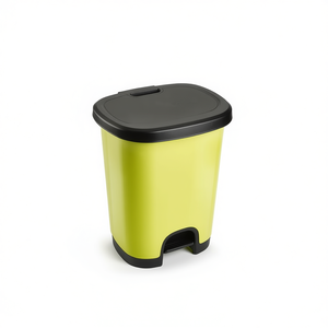 Poubelle à pédale CUBO 27L jaune avec couvercle noir à ouverture rabattable, capacité de 27 litres, ouverture par pédale - Product Image 1