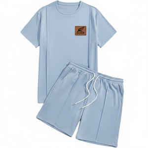 Ensemble de vêtements pour homme sur mesure en coton et fibre de bambou respirant et à séchage rapide, composé d'un t-shirt et d'un short - Product Image 5
