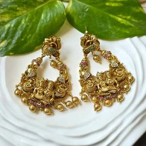 Nakshi Heavy Chandbali Fine Dangle Earrings - Product Image 1