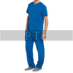 Basique 3 poches gommages costume hôpital salle d'opération infirmière uniformes noir bleu mâle gommages dentaires Spandex doux Medic utilisation - Product Image 6