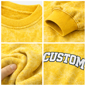 Wholesale Custom Design Yellow Acid Washed <b>Sweatshirt</b> Unisex Oversized Crewneck Pullover High Quality Fabric Street Fashion - Product Image 5