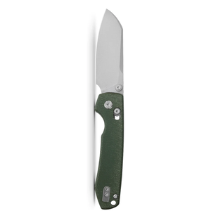 Couteaux pliants argentés à lame large de type drop point, manche texturé vert foncé, clip de poche, outils de coupe utilitaires pour l'extérieur, port quotidien - Product Image 2