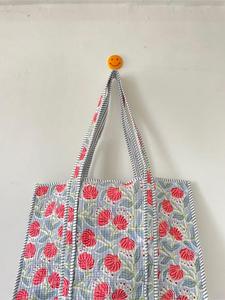 Bolso Tote Boho Acolchado de Algodón con Estampado Floral, Bolso de Hombro de Gran Capacidad, Bolso de Mano Reutilizable para Mujer, para Compras y Viajes - Product Image 2