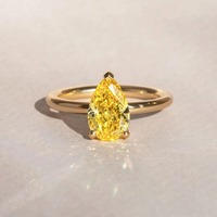Bague en or 14 carats avec diamant de laboratoire jaune en forme de poire de 1,50 carat – Fournisseur B2B