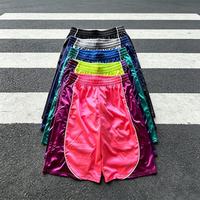 Shorts brillants personnalisés pour hommes, coupe ample oversize, shorts unisexes streetwear, shorts brillants à empiècements colorés