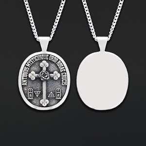 Pendentif BOJ RCJ 012, style victorien, personnalisé, rose-croix rosicrucienne, fait main, argent sterling, symbole alchimique, prix bas, en solde - Product Image 5