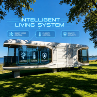 Capsule spatiale mobile futuriste, maison intelligente, bureau préfabriqué avec système de vie intelligent