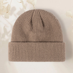 Unisex Acrylic Ribbed <b>Knit</b> Cuffed Beanie Warm Folded Brim Outdoor Cap <b>For</b> <b>Men</b> Wholesale OEM Custom Logo Winter <b>Hat</b> <b>For</b> Women - Product Image 3