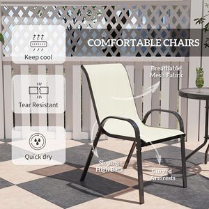 Set Bistrot 3 Pezzi con Sedie Impilabili Beige e Tavolo in Vetro, Set di Mobili da Esterno per Cortile e Balcone, per Ospedali, Ordine Minimo 1 Set - Product Image 6