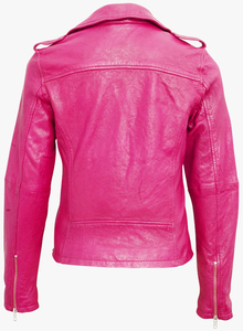 <b>Women's</b> Cow Skin Knitted Moto <b>Jacket</b> Customized Color Solid Color Full Sleeve Zipper Closure Regular Length Anti-Wrinkle Cotton - Product Image 2