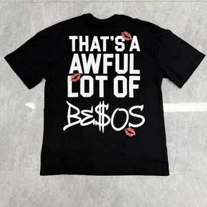 Camiseta de Alta Calidad 100% Algodón con Cuello Redondo y Estampado de Letras, Tejido Worsted, Capacidad de Escaneo Reflectante, Colores y Tallas Personalizables - Product Image 1