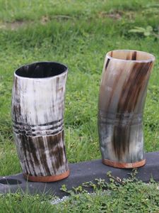 Verre à bière Viking en forme de corne avec bordure en laiton, écologique, fait main, rustique, pour taille et prix personnalisés - Product Image 4