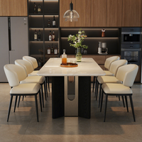 Ensemble de salle à manger en marbre de style italien moderne haut de gamme, meubles rectangulaires minimalistes pour petite maison