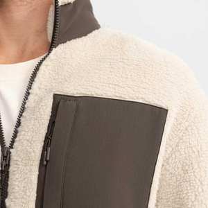 Custom Men's Winter Stand Collar Polar Fleece Hoodie with Digital Printing Beaded Embroidery Zip-Up <b>Wool</b> Sherpa Jacket - Product Image 6